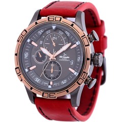 Tornado Quartz Stainless Steel and Leather Casual Watch – Red