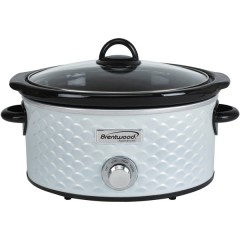 4.5-Quart Scallop Pattern Slow Cooker (White)