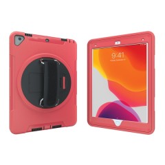 Protective Case with Built-in 360? Rotatable Grip Kickstand for iPad(R) (Red)