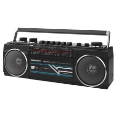 Bluetooth(R) Retro Cassette Boombox with FM Radio (Black)