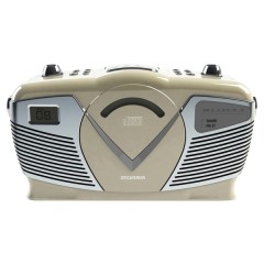 Retro-Style Portable CD Radio Boom Box (Creme)