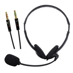 Stereo Headphones with Boom Microphone and PC Adapter