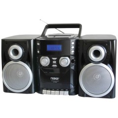 Portable CD Player with AM/FM Radio, Cassette & Detachable Speakers